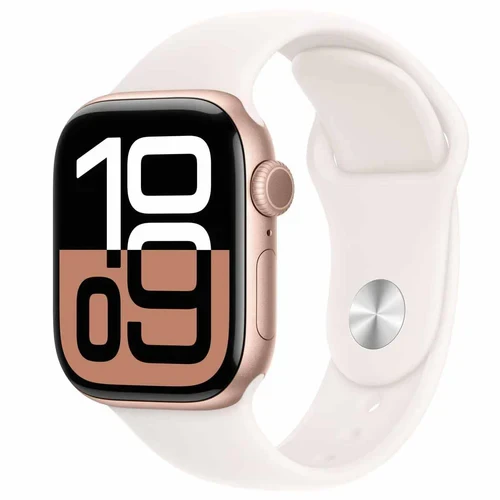 Apple Watch Series 10 GPS 42mm Aluminum Case with Light Blush Sport Band - M/L (Rose Gold) MWWJ3ZP/A